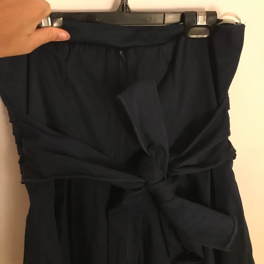 Navy Seersucker Cotton - TeezeMe Strapless Sailor Dress - SZ 7(M) Juniors